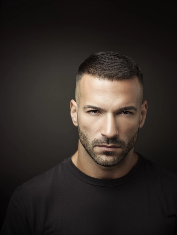 Primer moške frizure, prilagojene obliki obraza.