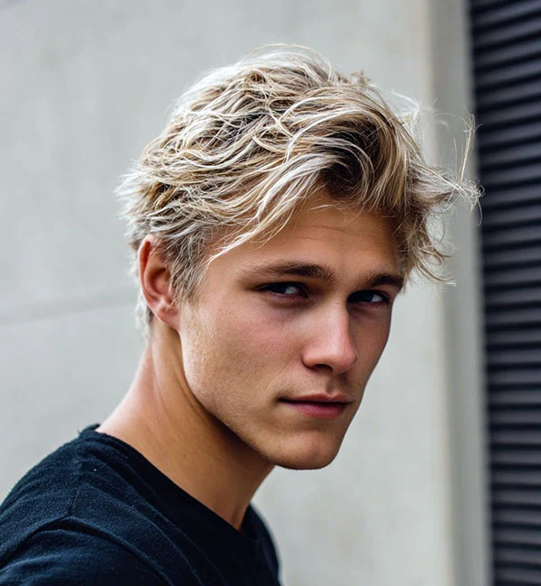 Moderne frizure za moške 25 srednja frizura razmrseni blond za moske