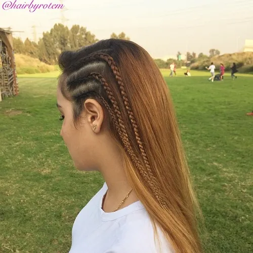 Frizure za punce 3 Dekle s tremi francoskimi kitami.